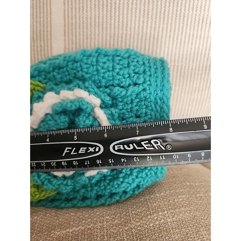 Winter Stocking Cap Crochet Beanie Hat With Flower. Handcrafted Winter Hat. Cute